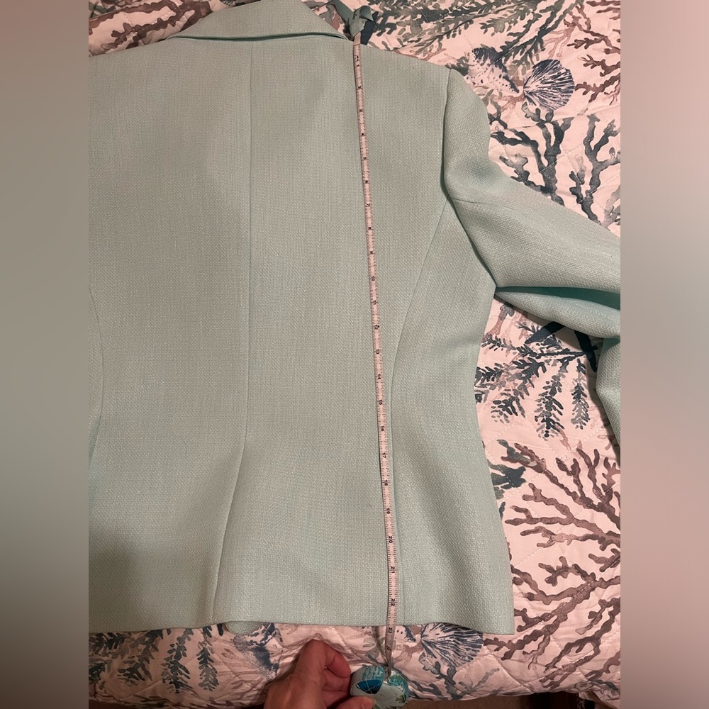 Black Label Evan-Picone Aqua / Mint Green Blazer size 10 black buttons - Picture 11 of 13